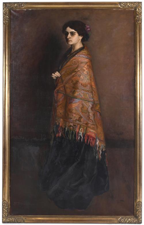 ESCUELA ESPAÑOLA, SIGLO XX. "MUJER CON MANTÓN", 1905.