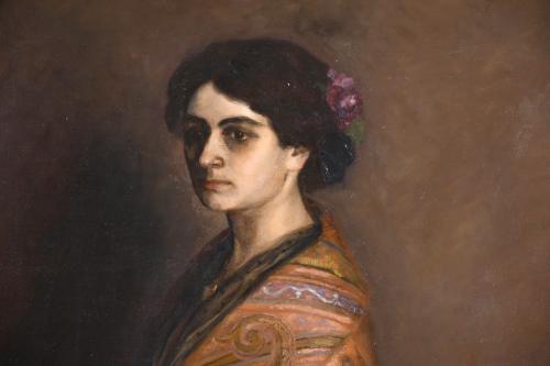 ESCUELA ESPAÑOLA, SIGLO XX. "MUJER CON MANTÓN", 1905.