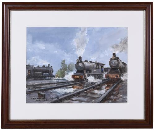 CEFERINO OLIVÉ (1907-1995). "TRENES", 1988.
