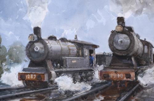 CEFERINO OLIVÉ (1907-1995). "TRENES", 1988.