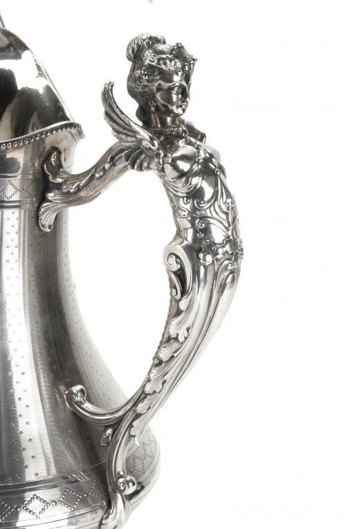 FRENCH SILVER JUG AND BASIN, SECOND HALF 19TH CENTURY.