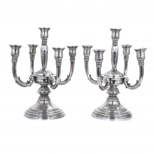 PAIR OF SILVER CANDELABRA, 20TH CENTURY.