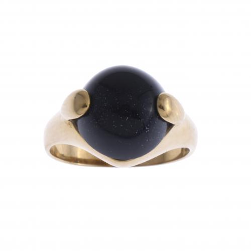 RING WITH BLACK AVENTURINE.