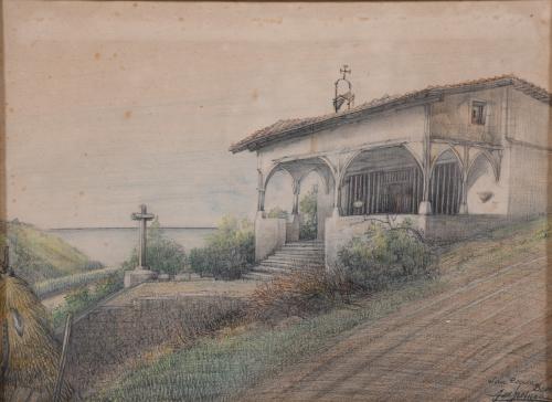 ISIDORO GUINEA ZUAZAGA (1893-1947). "HERMITAGE OF SAN ROQUE", DEVA.1945.