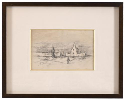 MODEST URGELL I INGLADA (1839-1919). "CEMETERY AND FIGURE".