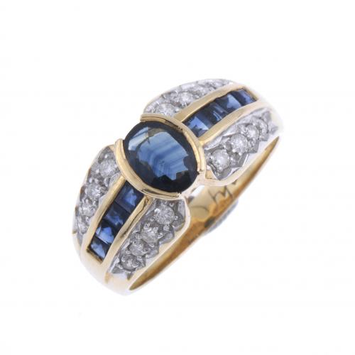 RING WITH SAPPHIRES AND DIAMONDS.