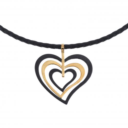 COLLAR CORAZÓN DE ÉBANO Y ORO.