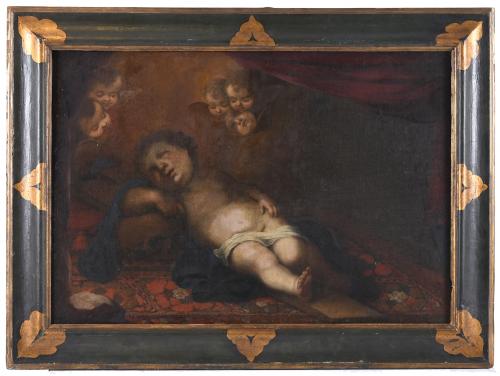 ESCUELA ESPAÑOLA, SIGLO XVIII. "NIÑO JESÚS DORMIDO SOBRE LA