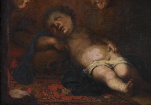 ESCUELA ESPAÑOLA, SIGLO XVIII. "NIÑO JESÚS DORMIDO SOBRE LA