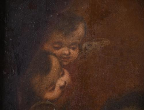 ESCUELA ESPAÑOLA, SIGLO XVIII. "NIÑO JESÚS DORMIDO SOBRE LA