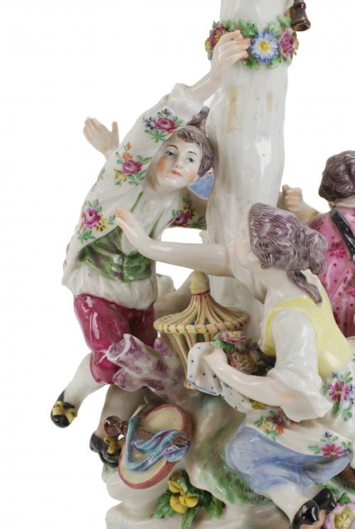"COUNTRY SCENE", GERMAN FIGURAL GROUP, 20TH CENTURY.