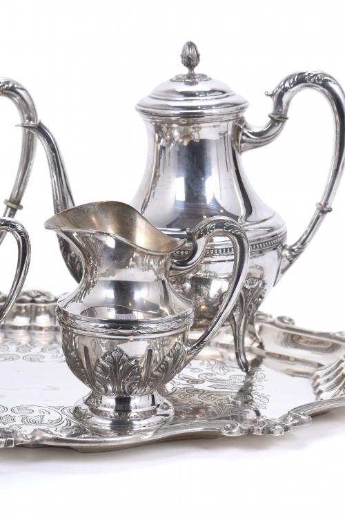 VICTORIAN STYLE SILVER TEA AND COFFEE SET, MID 20TH CENTURY