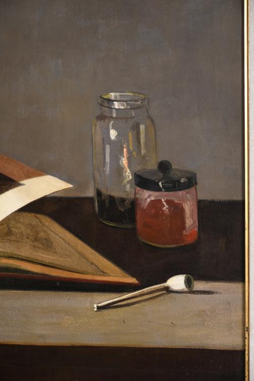 RAFAEL DURANCAMPS (1891-1979). "BODEGÓN LIBRO Y PIPA".