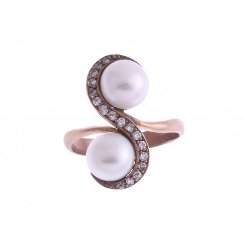 DOUBLE PEARL RING.