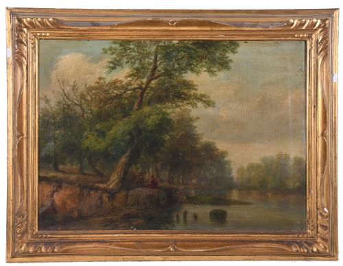 19TH CENTURY CATALAN SCHOOL. "LANDSCAPE WITH FIGURES".