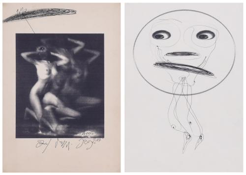 ALBERT PORTA, "ZUSH" (1946). Pair of mixed media, print and pen on paper.