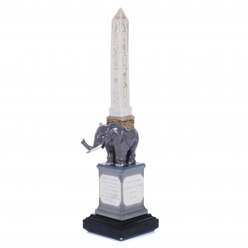 LLADRÓ. "ELEPHANT WITH AN OBELISK", 20TH CENTURY.