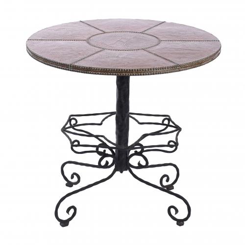 MESA DE EXTERIOR MODERNISTA EN FORJA Y COBRE, SIGLO XX. 