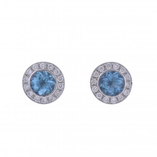 PENDIENTES OJO DE PERDIZ CON TOPACIO Y DIAMANTES.