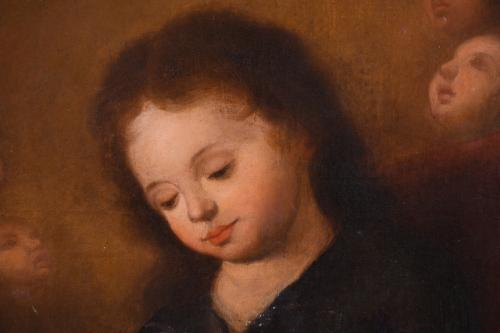 ESCUELA ESPAÑOLA, SIGLO XVIII. "NIÑO JESÚS RODEADO DE ÁNGEL