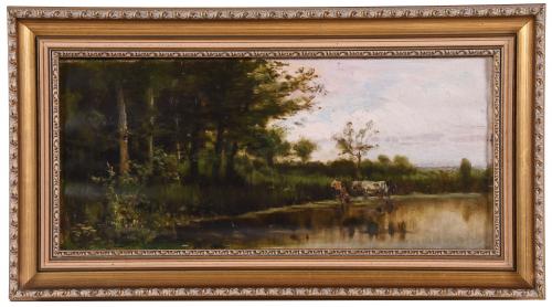 JOAQUIM VAYREDA VILA (1843-1894). "PAISAJE CON VACAS".