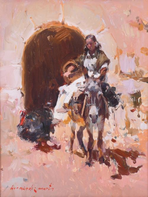 JOSE ANTONIO HERNANDEZ MARTIN (1940-2001).  "GITANA Y BURRO".