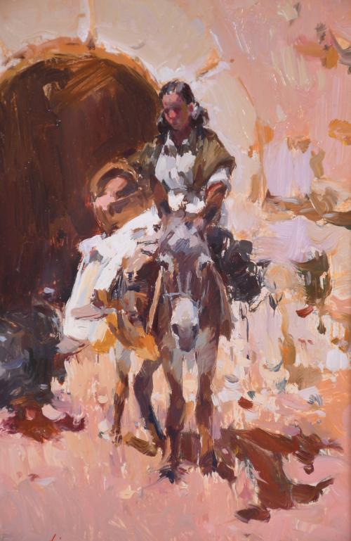 JOSE ANTONIO HERNANDEZ MARTIN (1940-2001).  "GITANA Y BURRO