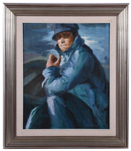 JUAN RAMÓN CEBRIÁN (1914-2006).  "RETRATO PESCADOR".