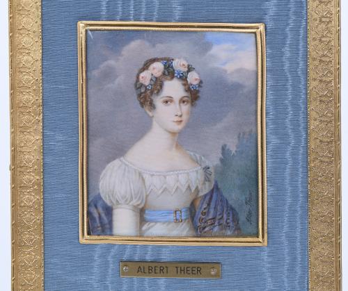 ALBERT THEER (1815-1902).  MINIATURA DE DAMA. 