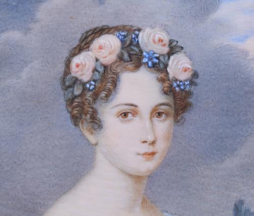 ALBERT THEER (1815-1902).  MINIATURA DE DAMA. 