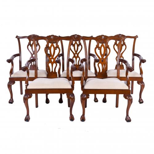 CHIPPENDALE STYLE CHAIRS SET, THIRD QUARTER OF THE 20TH CENTURY. 