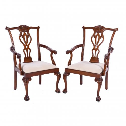 CHIPPENDALE STYLE CHAIRS SET, THIRD QUARTER OF THE 20TH CEN
