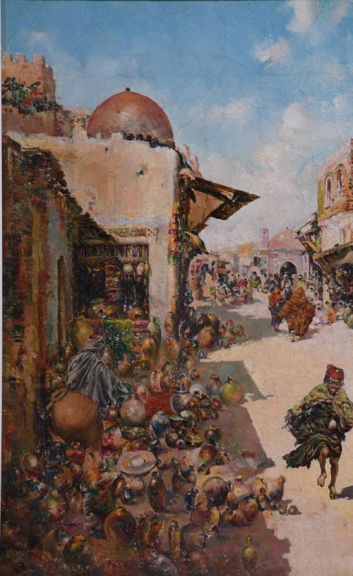 JOSÉ NAVARRO LLORENS (1867-1923). "Zoco árabe".