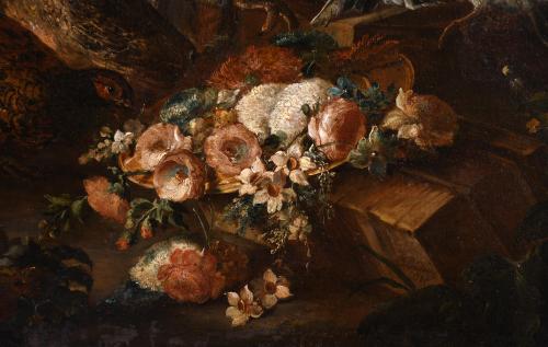 ATRIBUIDO A JEAN-BAPTISTE OUDRY (1686-1755) "AVES Y FLORES"