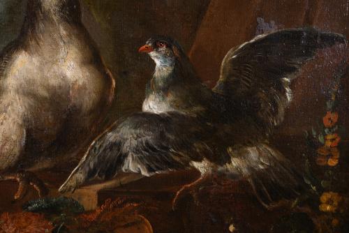 ATRIBUIDO A JEAN-BAPTISTE OUDRY (1686-1755) "AVES Y FLORES"