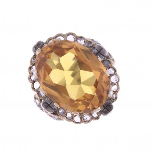 LARGE RING WITH CITRINE.
