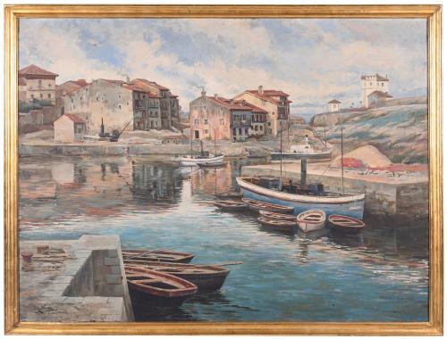 JOSÉ TOVA VILLALBA (1871-1923).  "PUERTO PESQUERO", Llanes,