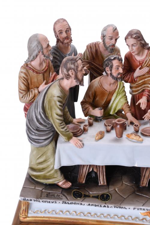 CAPODIMONTE.  GRUPO ESCULTÓRICO "L&#39;ULTIMA CENA", CIRCA 1980