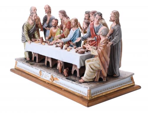 CAPODIMONTE.  GRUPO ESCULTÓRICO "L&#39;ULTIMA CENA", CIRCA 1980
