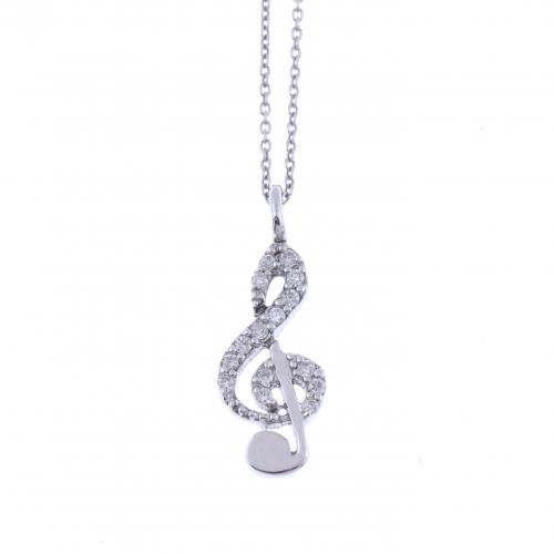 COLGANTE CON DIAMANATES, LLAVE DE SOL.