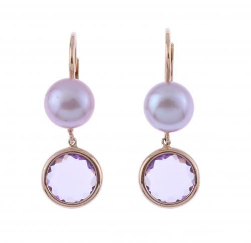 PENDIENTES CON AMATISTA Y PERLA.