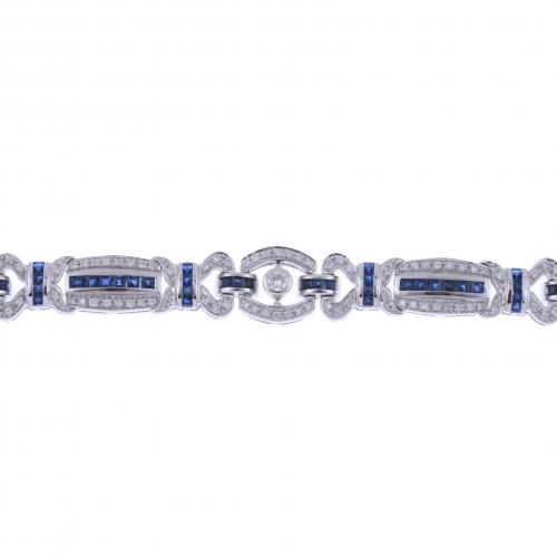 PULSERA CON DIAMANTES Y ZAFIROS.