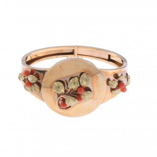 PULSERA ESCLAVA CON MOTIVOS FLORALES.