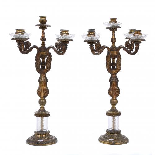 PAIR OF FRENCH EMPIRE-STYLE CANDELABRA, EARLY 20TH CENTURY. 