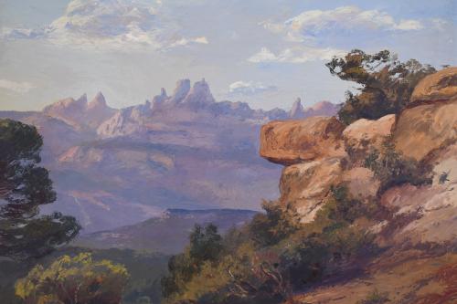 ISIDRE ODENA DAURA (1910-2008) "PAISAJE CON MONTSERRAT AL F