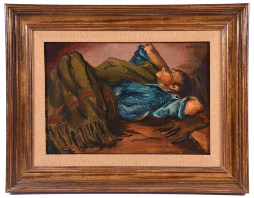 PERE CREIXAMS PICO (1893-1965). "JOVEN DESCANSANDO".