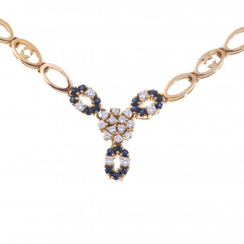 NECKLACE WITH DIAMONDS AND SAPPHIRES.