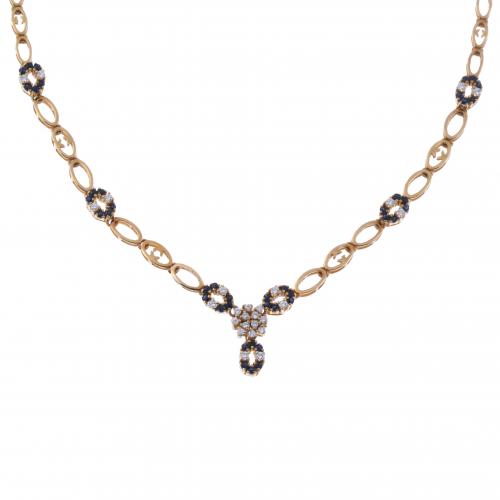 COLLAR CON DIAMANTES Y ZAFIROS.