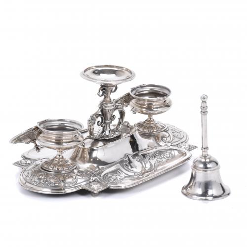 SILVER INKSTAND, 20TH CENTURY.