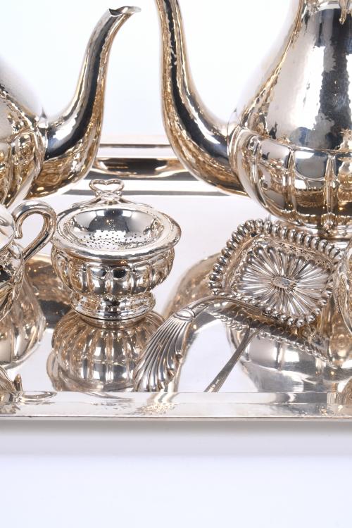 SILVER AND BONE COFFEE AND TEA SET, 20TH CENTURY.